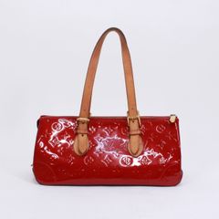 LOUIS VUITTON ローズウッドアヴェニュー モノグラムヴェルニ モノグラムヴェルニ ポムダムール PVC レッド ハンドバッグ ゴールド M93507