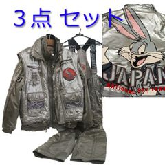 ゴールドウイン　バッグス・バニー　スキーウェア 3点セット　ナショナル スキーチーム　ジャパンモデル　1996　シルバー　ジャケット・ベスト・パンツ　GOLDWIN 　コレクション