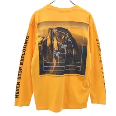 THE NORTH FACE ノースフェイス バック グラフィック 長袖 Tシャツ L 山吹色 アウトドア NT32042 ロンT メンズ 古着