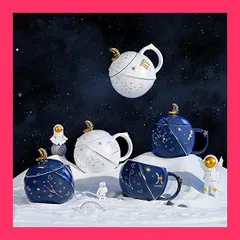 【スタッフおすすめ！】マグカップ おしゃれ ふた付き プレゼント コーヒー 保温 誕生日プレゼント女性 人気 母の日 誕生日 結婚祝い 退職祝い 男性 星座 可愛い 癒しグッズ宇宙タンブラー カップル 400ml (みずがめざ, あおい)