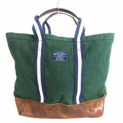 ラルフローレン ラグビー RALPH LAUREN RUGBY トートバッグ キャンバス レザー グリーン 緑 鞄 ■SM1 ☆AA★のサムネイル