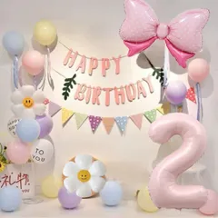 誕生日飾り風船セット　バースデー　ナンバーバルーン　数字０～９より選べます　ピンク系　女の子　イベント　パーティの飾りつけに韓国