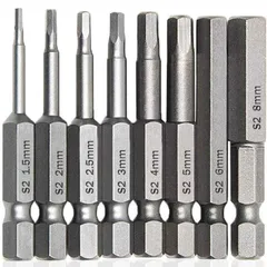 六角レンチビット 8本セット インパクトドライバービット 精密ドライバー 六角? 6.35mm 磁気吸着 電動ドライバー ビット 1.5mmー8mm ドリル ビット工具 50mm長六角ビット