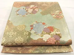 袋帯 となみ帯 はくば錦 引箔 道長取 華文 花唐草 松竹梅 流水