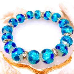 蛍ガラス 蓄光 沖縄 天然石 ブレスレット ホタル玉