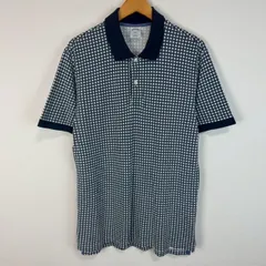 Brooks Brothers ブルックスブラザーズ ポロシャツ 総柄 ジオメトリック柄 スリムフィット ネイビー ホワイト Lサイズ メンズ 古着 ストリート シティーボーイ