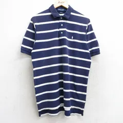 XL/古着 ラルフローレン ポロゴルフ 半袖 ブランド ポロ シャツ メンズ 90s ワンポイントロゴ 鹿の子 コットン 紺他 ネイビー ボーダー 25a