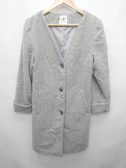 ◇ ROPE PICNIC ロペピクニック ノーカラー シンプル 通勤 OL ウール混 長袖 コート サイズ40 グレー レディース P  【1403110006174】