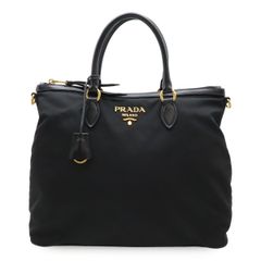 PRADA プラダ トートバッグ ショルダーバッグ ハンドバッグ ナイロン レザー NERO 黒 ブラック ゴールド金具 ストラップ欠品 アウトレット品 1BC060