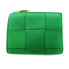 ボッテガヴェネタ BOTTEGA VENETA スモール カセット マキシイントレチャート 財布 二つ折り レザー 緑 グリーン 651381 /BM ■OH