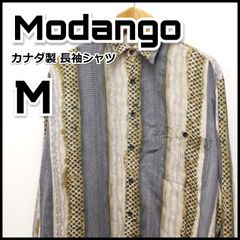 カナダ製 Modango 長袖シャツ M メンズ ビスコース 柄シャツ 古着