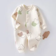 ☆ クマ ☆ 66cm ☆ ロンパース 長袖 ベビー コットン ベビー ロンパース 長袖 カバーオール ベビー服 パジャマ 子ども服 ルームウェア 部屋着 子供服 スナップボタン 新生児 コットン 綿 赤ちゃん 女の子 可愛い かわいい 出産お祝い