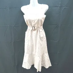 ◇ MAJESTIC　LEGON シンプル　綺麗め　肩紐調節可能　ロング丈 ワンピース サイズS ベージュ レディース E  【1303090013837】