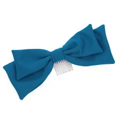 髪飾り リボン 卒業式 袴 青 ターコイズブルー コーム 大きめ 大人可愛い レトロ 大正ロマン 粋 日本製 お洒落 成人式 振袖 前 No.9-5218