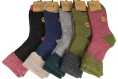 【秋冬クリアランスセール！寝起き足元寒さ対策　ルームソックス！】【１色１点づつの販売です！】【送料無料！】【厚地、裏起毛！】レディス　暖か厚地裏起毛　カラーネップ　クルーソックス＜５色展開：２３－２５ｃｍ＞【757】【暖かアイテム】【暖か素材】【アウトドア】