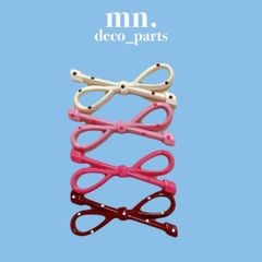 【1つ50円】12個/各3個★デコレーションパーツ　リボン　りぼん　ピンク　かわいい　白