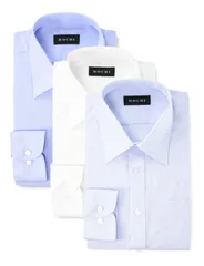 首回り39cm裄丈80cm_白×カラーG 【レギュラーカラー】 [アオキ] 長袖 シャツ3点セット 【形態安定/抗菌防臭加工/綿高混率/立体縫製/ビジネス】 メンズ 白×カラーG 【レギュラーカラー】 M80(首回り39×裄丈80)