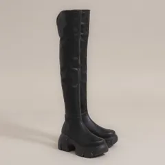 夢展望公式 [新品未使用] 厚底美脚スリムニーハイブーツ [ブラックスムース(スリム)] 他カラー別ページ有 dearmyloverose ブーツ ニーハイブーツ・サイハイブーツ 535035-02