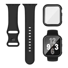 【在庫処分】保護カバー付き アップルウォッチ向けのスポーツバンド アップルウォッチ用バンド 互換用のApple Watch シリコン製 バンドとケース 一体型 耐衝撃 Watchと互換性のあるバンド 全面保護 装着簡単 Apple Series 6 コンパチブ