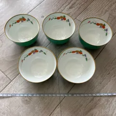 香蘭社　湯呑　5客　まとめセット！金彩　グリーン　コウランシャ　花柄　緑