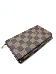 【鑑定済み】正規品 ルイヴィトン LOUIS VUITTON ダミエ ポルトモネビエ トレゾール N61736 二つ折り L字ファスナー 財布