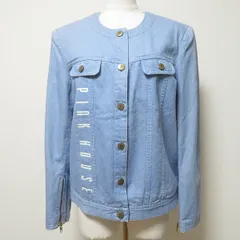 #anc ピンクハウス PINKHOUSE ジャケット デニム M 水色 ノーカラー ロゴ レディース [957642]のサムネイル