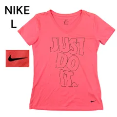 NIKE ナイキ 半袖 Tシャツ L ピンク オレンジ 蛍光色 フィットネス ヨガ レジャー アウトドア キャンプ フェス レディース