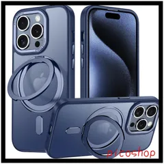 携帯ケース ワイヤレス充電 13pro アイホン 車載ホルダー スマホケース 対応 Uovon 360°回転スタンド ストラップ穴付き カバー 半透明 アイフォン13プロ Magsafe対応 指紋防止 ケース 黄?防止 適用 Pro ・ 13 ブルー iPho