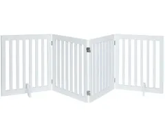 unipaws 木製犬用ゲート、折り式バリア、ペット用家具フェンス 、白い