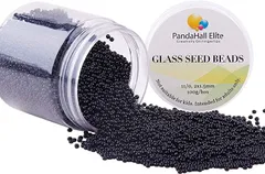 PandaHall Elite 約6000個/箱 2mmの直径11/0シードビーズ丸小ビーズ糸通しビーズアクセサリーキット ランウドビーズ ガラスビーズ 手芸用品( ブラック)
