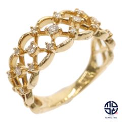VENDOME AOYAMA ヴァンドーム青山 K18YG 18金イエローゴールド 太め幅 ワイド ダイヤ0.15ct リング 指輪 ジュエリー アクセサリー ブランド 約9号