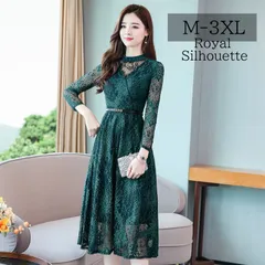 パーティドレス ワンピース イブニングドレス 大きいサイズ グリーン 緑 透け感 フェミニン M L XL LL 2XL XXL 3XL XXXL パーティー お呼ばれ 着痩せ レース 刺繍 謝恩会 結婚式 膝丈