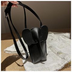 スマホポーチ　ミニショルダーバッグ　エレファント　黒ブラック