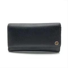 良品 GUCCI グッチ インターロッキング レザー 二つ折り 長財布 ウォレット ブラック ブランド 小物 ファッション レディース a10498