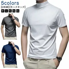 【2枚セット】ハイネック tシャツ メンズ 半袖 ゴルフウェア モックネック 無地 ハイネックシャツ オールシーズン 春 夏 ティーシャツ トップス カットソー カジュアル ゴルフtシャツ ポロシャツ#pop338