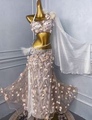 ベリーダンス オリエンタル衣装 インナー付 ホワイト オーダー