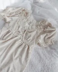 プチドット サテン ワンピースホームウェア