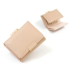 【人気商品】三つ折り財布 がま口 ミニ財布 使いやすい コンパクト カード入れ レディース 小銭入れ コインケース 財布 大容量 [Ｓｅｍｏ１ｍｕｓ] ピンク