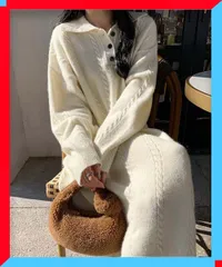 新品 ケーブル編みニットワンピース レディース 秋冬 20代 オルチャン服 着やせ お洒落 ワンピース 【送料無料】