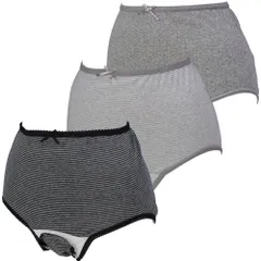 【在庫セール】ロングセラー 人気 お得セット 出産準備 肌ざわりがよく着け心地快適 大きなサイズもあり 綿100% E-BKボーダーGRボーダーGRドット 産褥ショーツ3枚組 M-L ローズマダム 115-0810-01-95-07