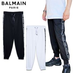 美品 BALMAIN バルマン ブラックホワイト バイカラー スウェットパンツ
