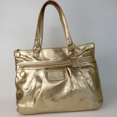 【COACH】コーチ ポピー トートバッグ ゴールド レザー 15286 レディース【中古】4-2 41132