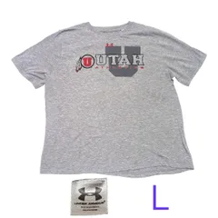 古着　アンダーアーマー　フットボールチームTシャツ半袖Ｌグレー　h194