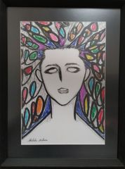 Akihiko Mihara, Salon d'Automne selected artist, drawing [beauty] female portrait, figure drawing, line drawing, art, small piece, painting, fine art, interior, original artwork, miscellaneous goods, contemporary art, pencil drawing, brush pen art, portrait of a beautiful woman, interior coordination