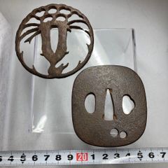 け*ん様 金着せ切羽 2枚組 刀装具 武具 日本刀 時代物 骨董 アンティーク け*ん様 金着せ切羽 2枚組 刀装具 武具 日本刀 時代物 骨董