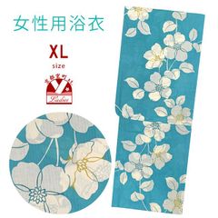 綿麻浴衣 レディース XLサイズ 上品シンプル 高身長向け 涼やか 大きめサイズ「ブルー、花柄」OLYXL101