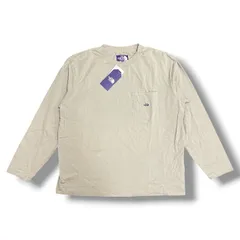 参考上代8800円 未使用品 THE NORTH FACE PURPLE LABEL ポケットTシャツ 長袖カットソー ロンT 刺繍ロゴ ザノースフェイス パープルレーベル NT3963N ベージュ L 340M7