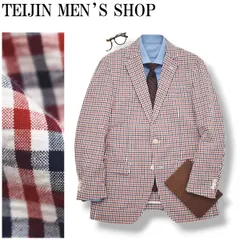 【極美品】 テイジンメンズショップ TEIJIN MEN’S SHOP シアサッカー ギンガムチェック シングル 2B アンコンジャケット テーラードジャケット 春夏 トリコロールカラー メンズ