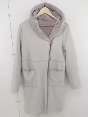 ■ QUEENS COURT クイーンズコート リバーシブル フード付き 長袖 コート サイズ2 グレー レディース  【中古】 【1204210000709】