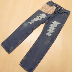 ＝262◇ [W32] 00s メキシコ製 Levi's 505 ダメージ クラッシュ リメイク 横糸残し加工 デニム パンツ 古着 リーバイス ジーンズ